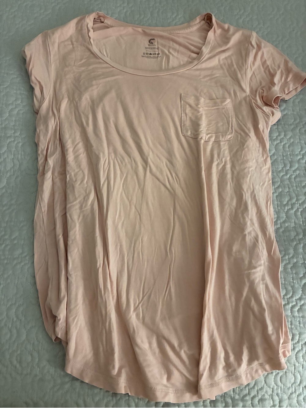 Kindred Bravely Light Pink Short Sleeve Scoop Pocket maternity Tee